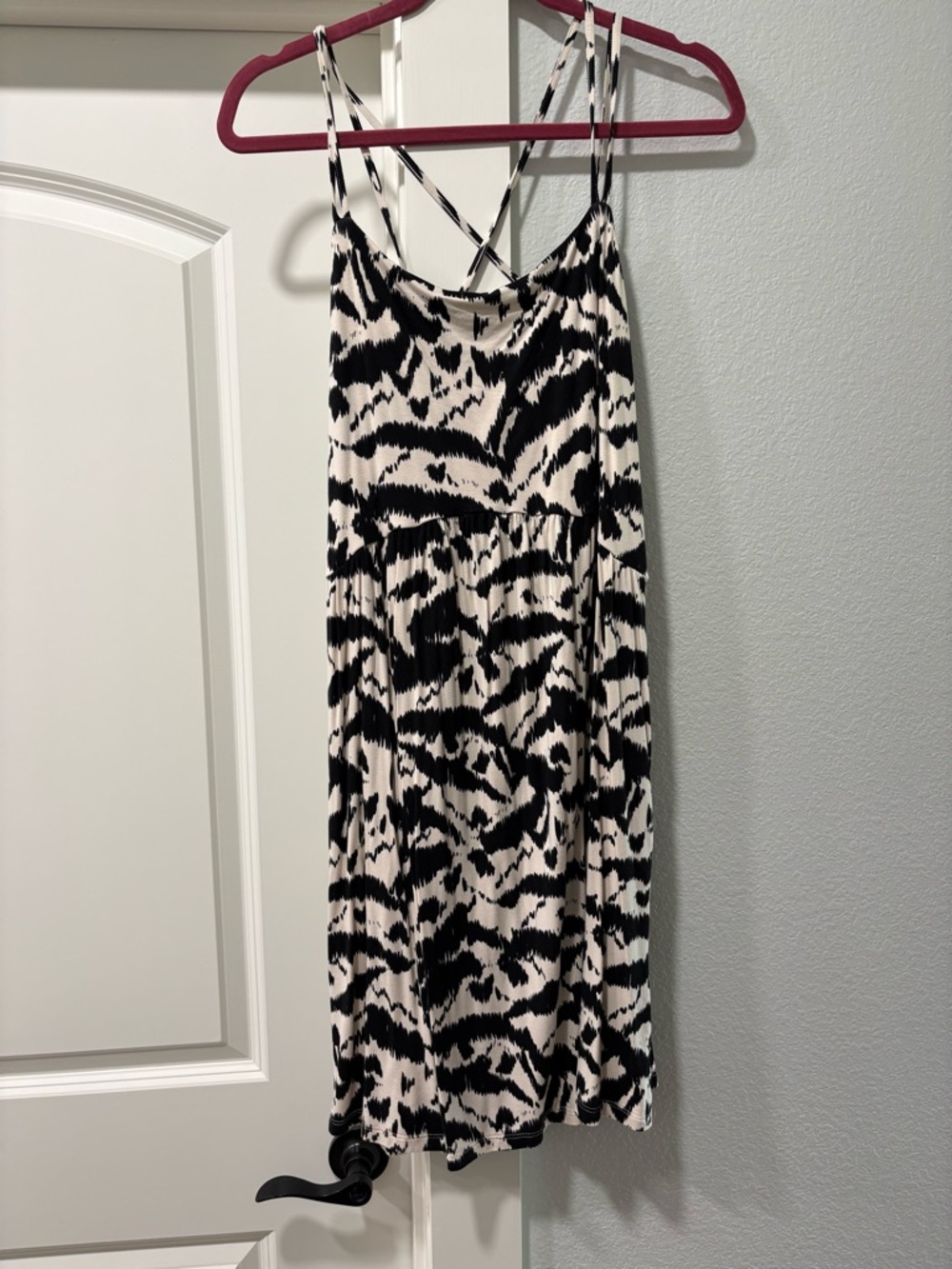 Old Navy Black and White Animal Print Midi Dress